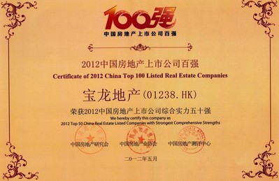 2012中國房地產上市公司綜合實力五十強